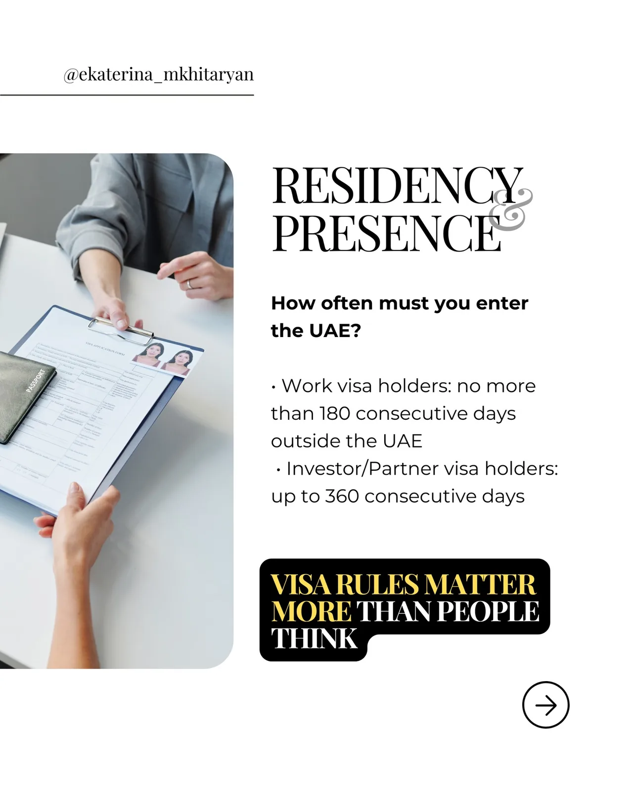 Poster about UAE residency presence rules for work and investor visa holders Poster about UAE residency presence rules for work and investor visa holders