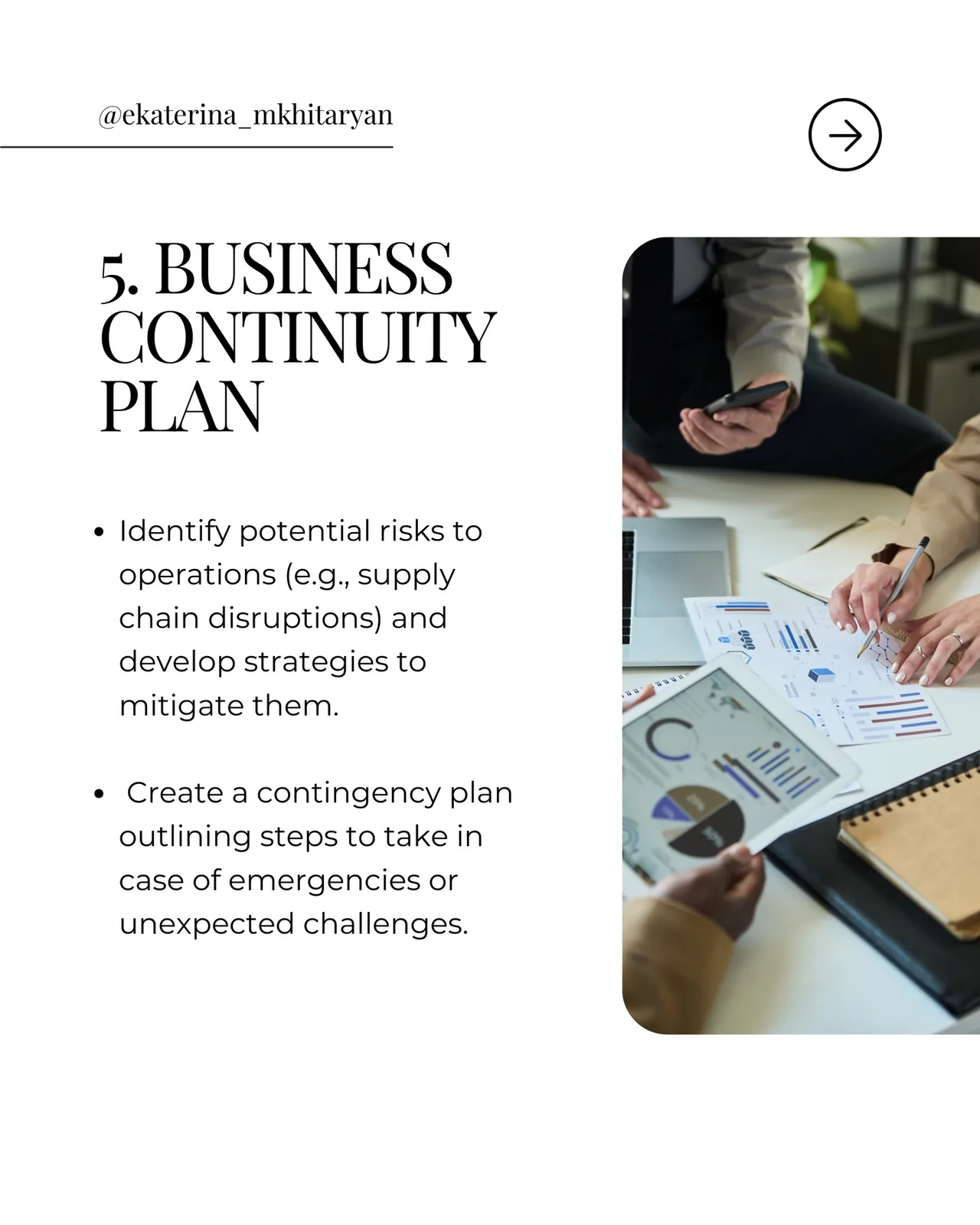 Document page about a business continuity plan and managing operational risks